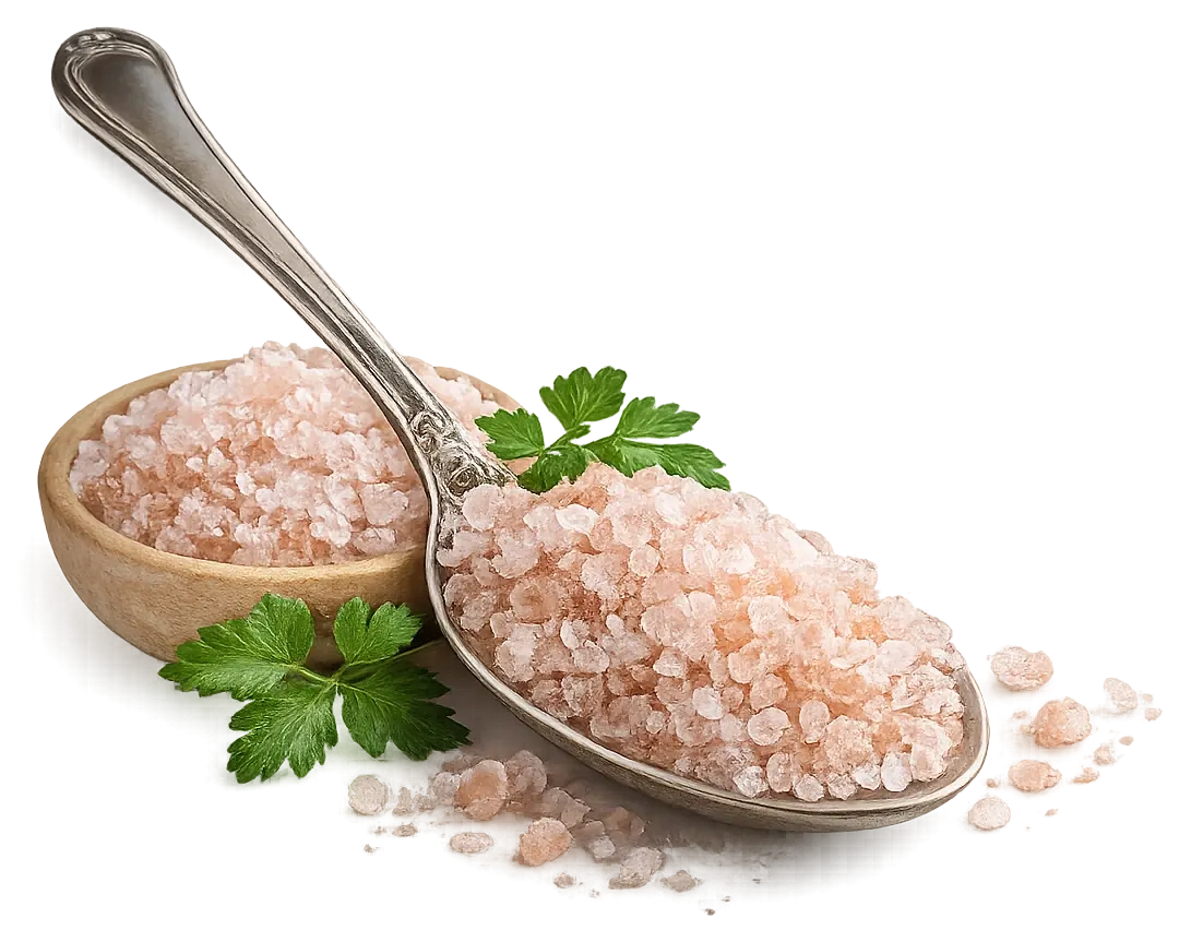 Assorted edible Himalayan pink salt grades and crystals