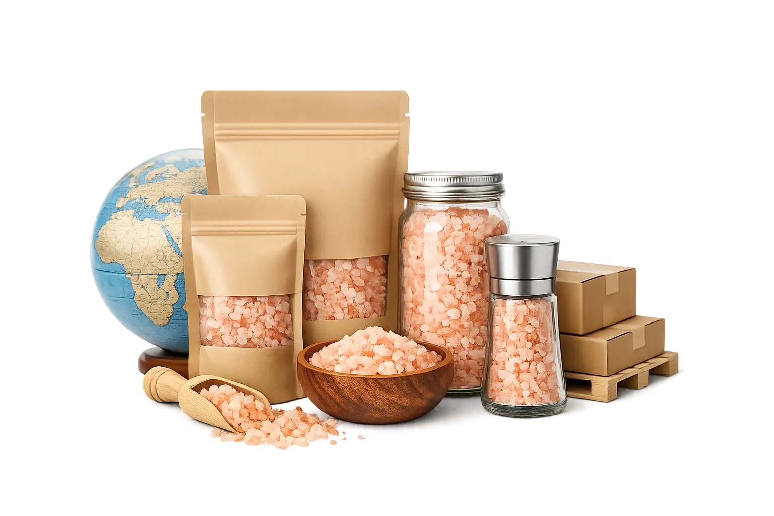 Export-ready Himalayan pink salt products for international markets